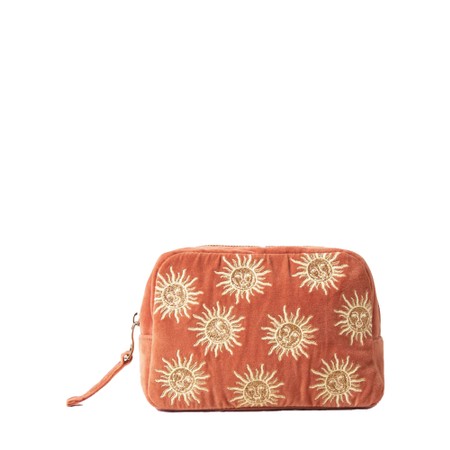 Elizabeth Scarlett Sun Goddess Rust Velvet Makeup Bag - Red