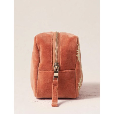 Elizabeth Scarlett Sun Goddess Rust Velvet Makeup Bag - Red