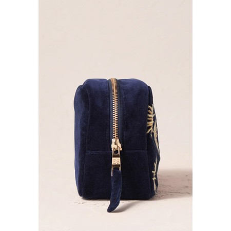 Elizabeth Scarlett Sun Goddess Navy Velvet Makeup Bag - Blue