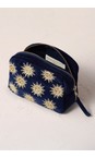 Elizabeth Scarlett Navy Sun Goddess Navy Velvet Makeup Bag  