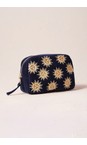 Elizabeth Scarlett Navy Sun Goddess Navy Velvet Makeup Bag  