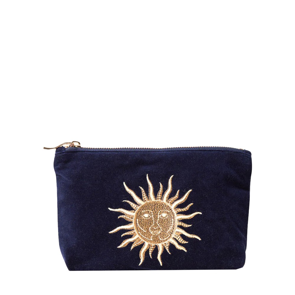 Elizabeth Scarlett Sun Goddess Navy Velvet Mini Pouch Navy