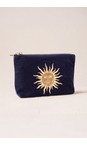 Elizabeth Scarlett Navy Sun Goddess Navy Velvet Mini Pouch  