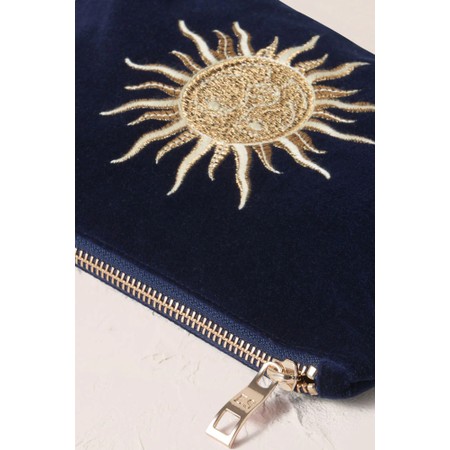 Elizabeth Scarlett Sun Goddess Navy Velvet Mini Pouch - Blue