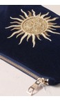 Elizabeth Scarlett Navy Sun Goddess Navy Velvet Mini Pouch  