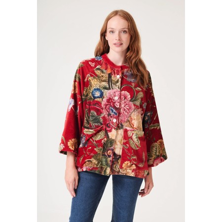 One Hundred Stars Primula Berry Cotton Velvet Loose Jacket - Red