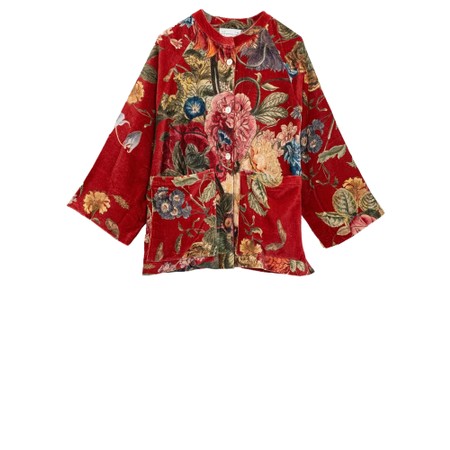 One Hundred Stars Primula Berry Cotton Velvet Loose Jacket - Red