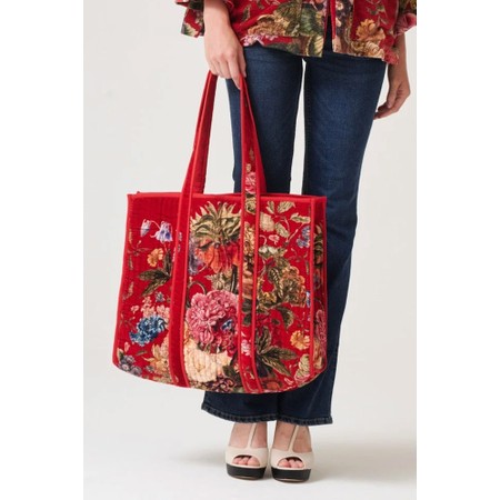 One Hundred Stars Primula Berry Large Velvet Tote Bag - Red