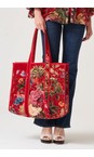 One Hundred Stars Primula Berry Primula Berry Large Velvet Tote Bag  