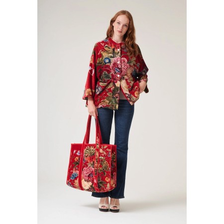 One Hundred Stars Primula Berry Large Velvet Tote Bag - Red
