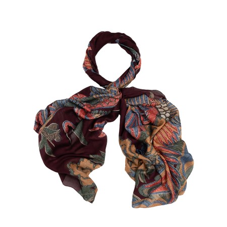 One Hundred Stars Crane Plum Scarf - Multicoloured