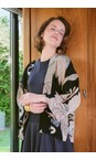 One Hundred Stars Crane Black Crane Black Short Crepe Kimono  