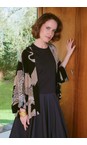 One Hundred Stars Crane Black Crane Black Short Crepe Kimono  