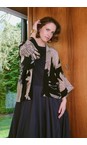 One Hundred Stars Crane Black Crane Black Short Crepe Kimono  