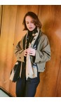 One Hundred Stars Crane Black Wool Scarf  