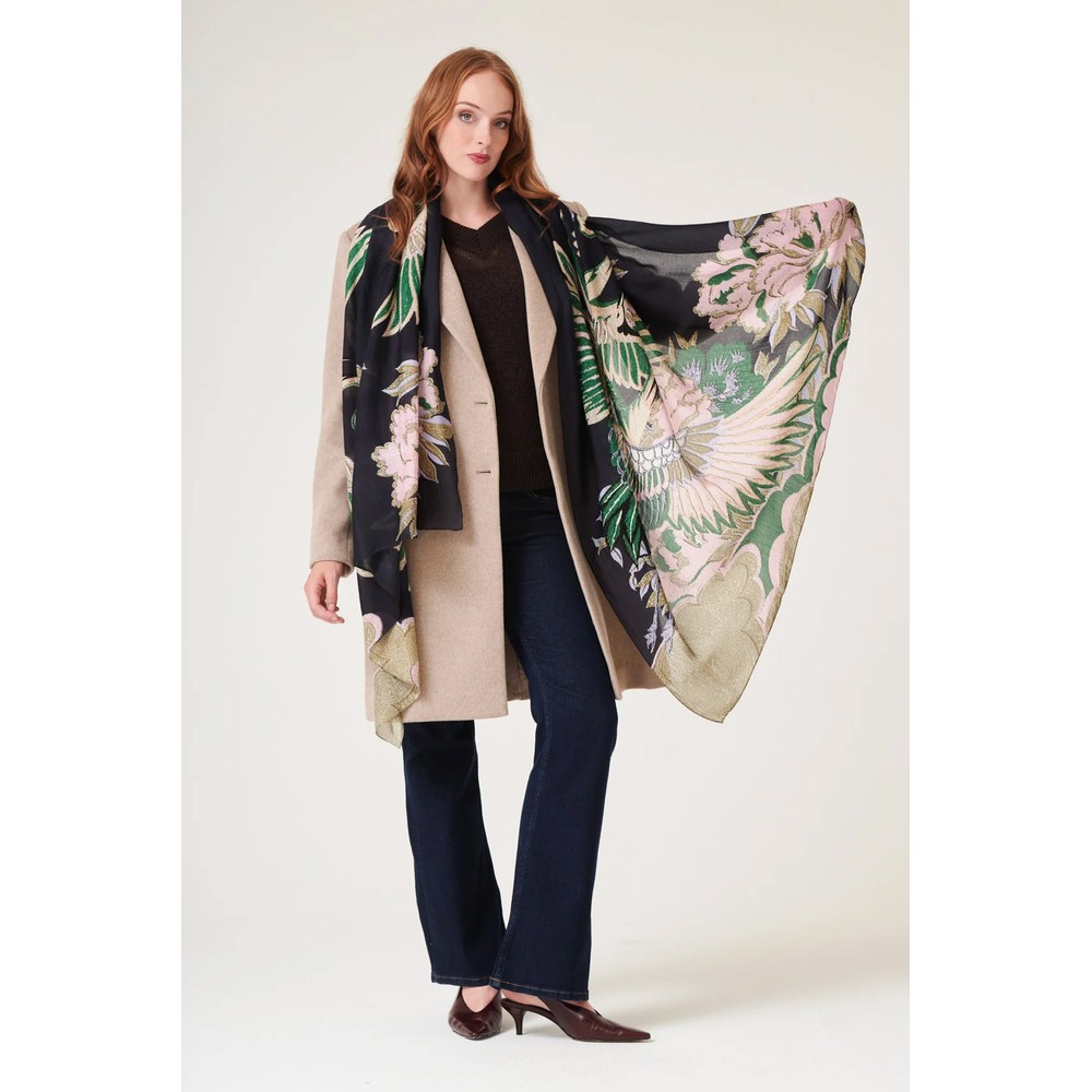 One Hundred Stars Crane Emerald Wool Scarf Crane Emerald