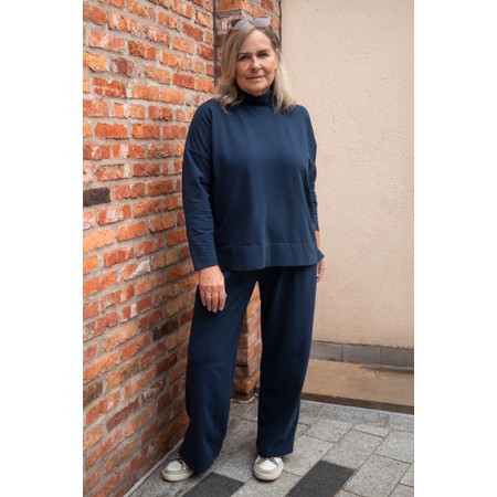Amazing Woman Ginny Dark Navy Cowl Neck Jersey Top - Blue