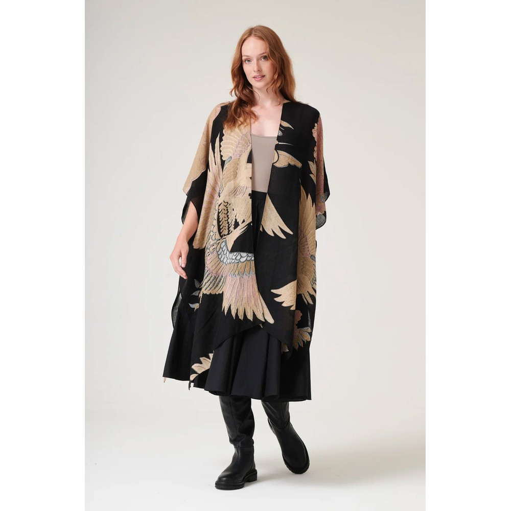 One Hundred Stars Wool Throwover Crane Black