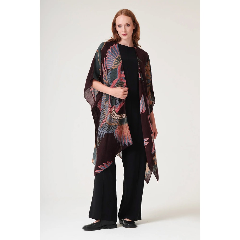 One Hundred Stars Wool Throwover Crane Plum