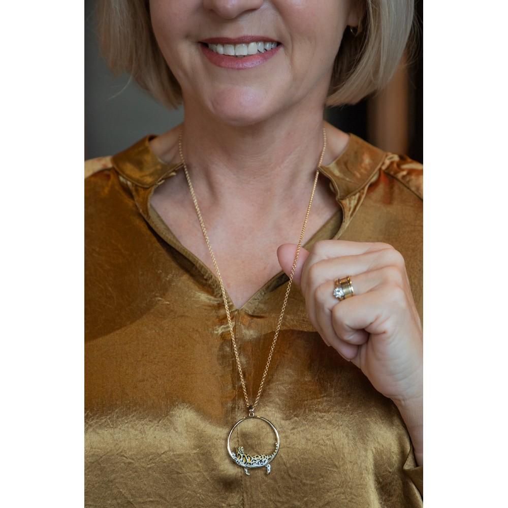 Bill Skinner Clouded Leopard Hoop Pendant Necklace Gold