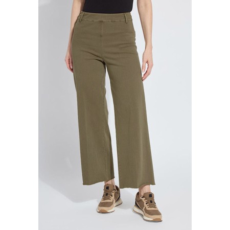 Lyssé Erin Antique Smoked Olive Wide Leg Denim Jean - Green