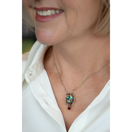 Bill Skinner Bejewelled Beetle Pendant Necklace - Gold