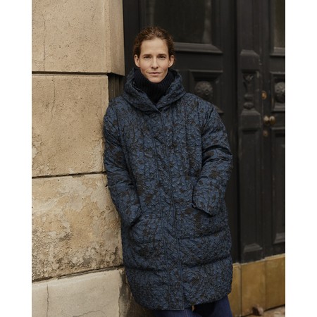 Masai Clothing MaThilde Print Down Coat - Blue