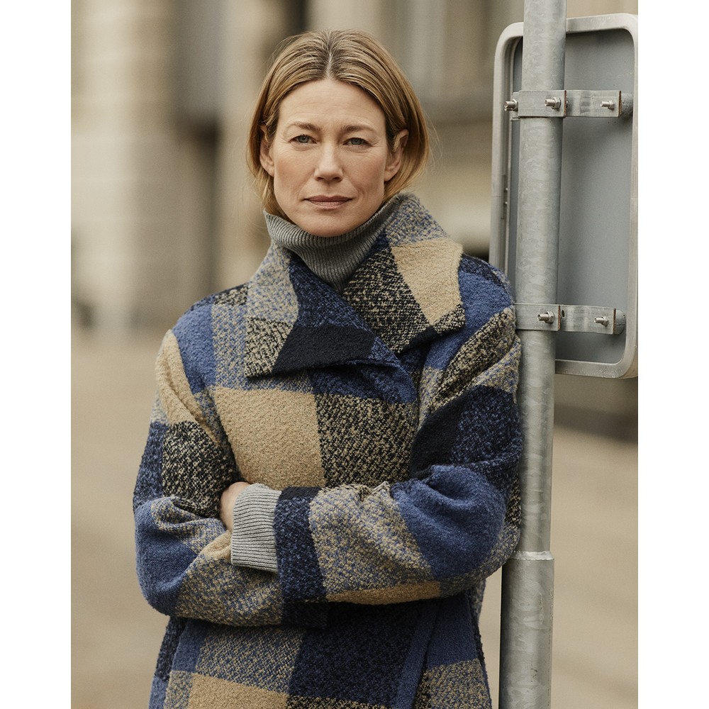 Masai Clothing MaTasoula Boucle Check Coat Navy Blazer