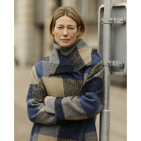 Masai Clothing MaTasoula Boucle Check Coat - Blue