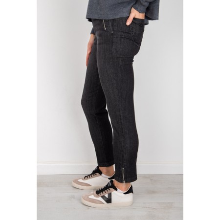 Robell Nena Black Washed Denim Ankle Zip Cropped Jeans - Black
