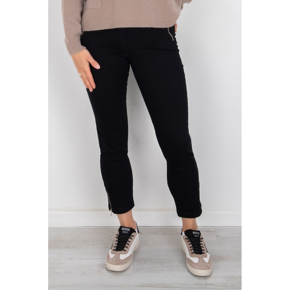 Robell Nena 09 Black Ankle Zip Cropped Powerstretch Jean Black 90
