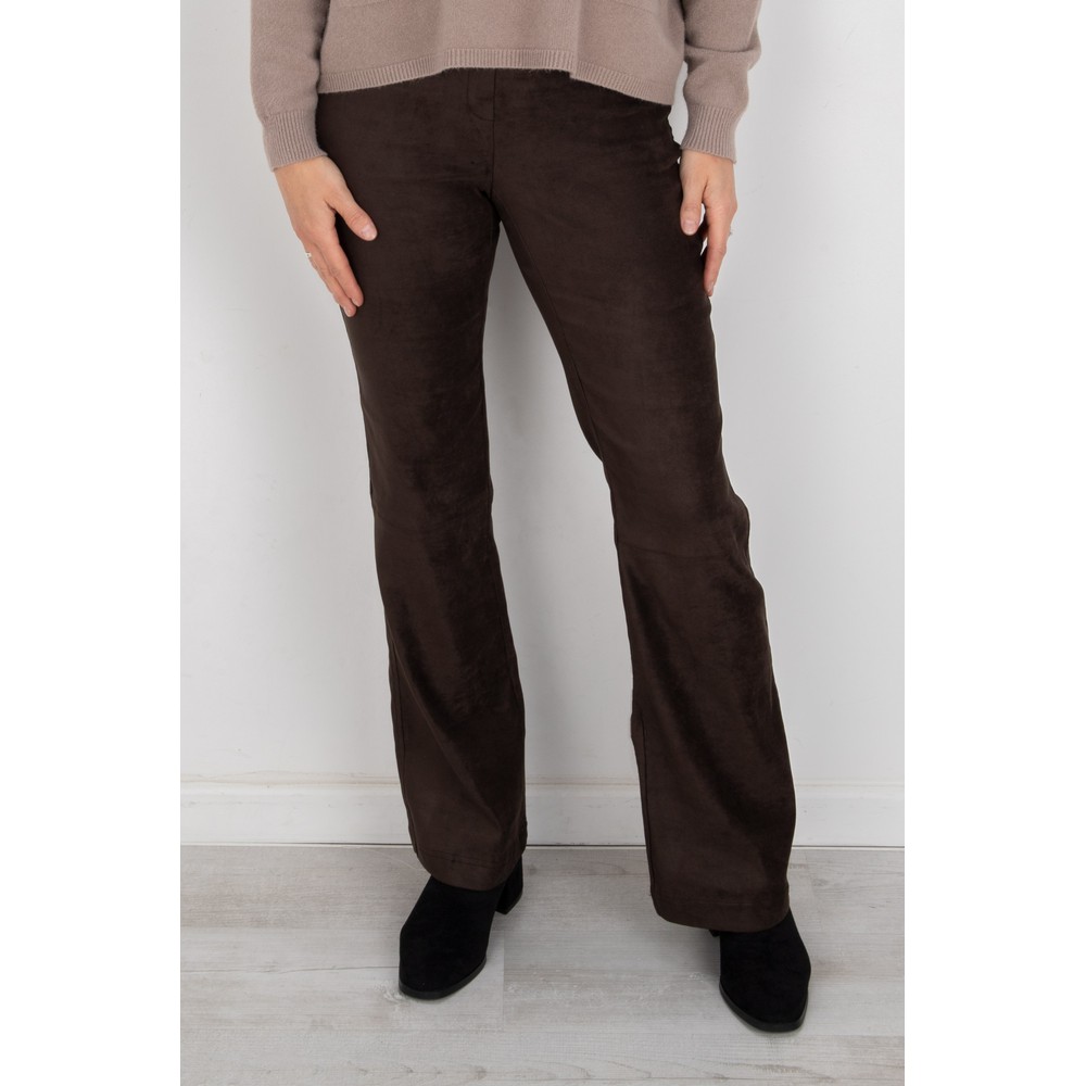 Robell Joella Dark Brown Stretch Suede Bootleg Trouser Dark Brown 39