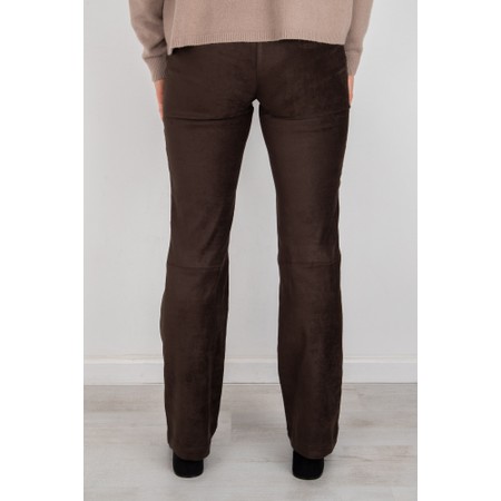 Robell Joella Dark Brown Stretch Suede Bootleg Trouser - Brown