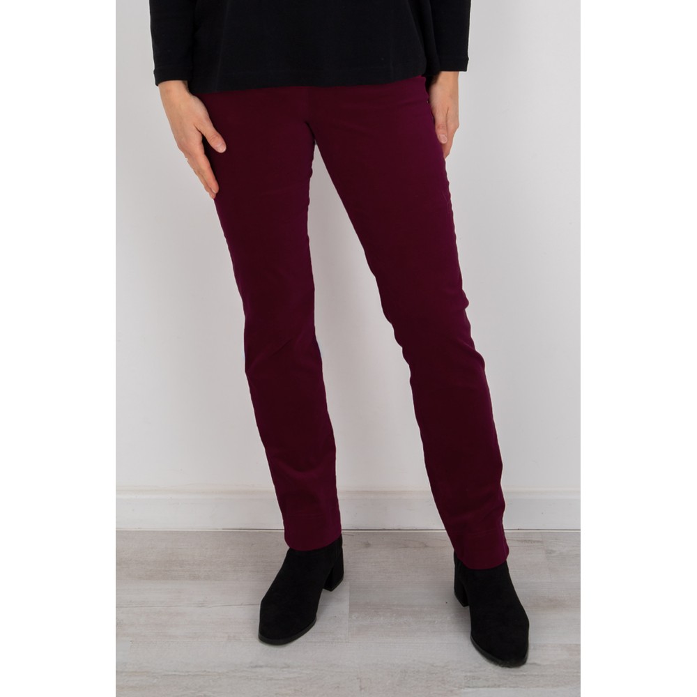 Robell Marie Stretch Velvet Trouser Bordeaux 561