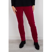 Marie Dark Red Stretch Velvet Trouser