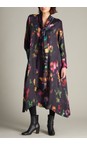 Sahara Multi Abstract Painterly Floral Tie Neck Dress  