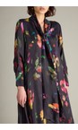 Sahara Multi Abstract Painterly Floral Tie Neck Dress  