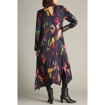 Sahara Abstract Painterly Floral Tie Neck Dress - Multicoloured