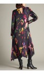 Sahara Multi Abstract Painterly Floral Tie Neck Dress  