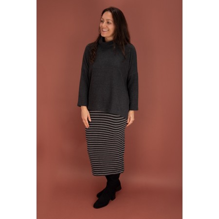 Mama B Lilla R Stripe Fleece Skirt - Grey