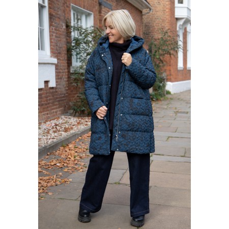 Masai Clothing MaThilde Print Down Coat - Blue
