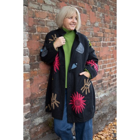 NOEN Embroidered Coat - Grey