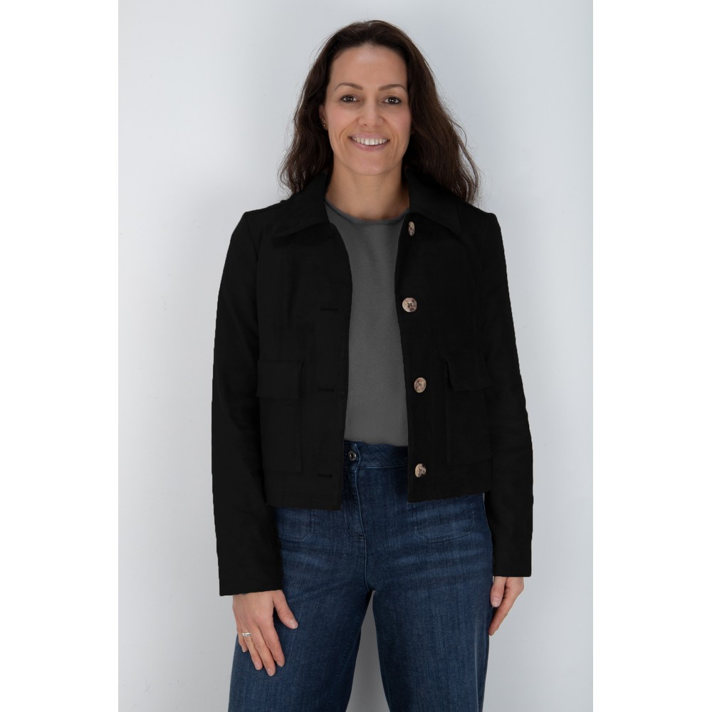 Robell Hilda Black Stretch Suede Jacket Black 90