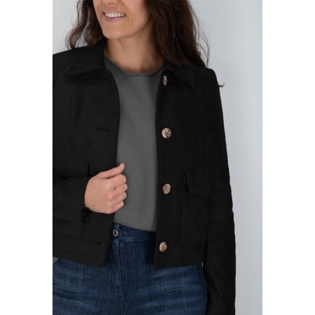 Robell Hilda Black Stretch Suede Jacket - Black