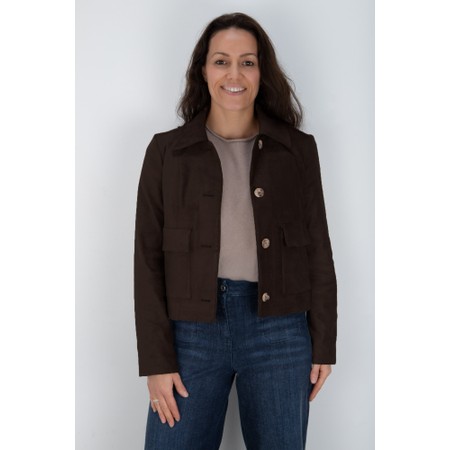 Robell Hilda Dark Brown Stretch Suede Jacket - Brown