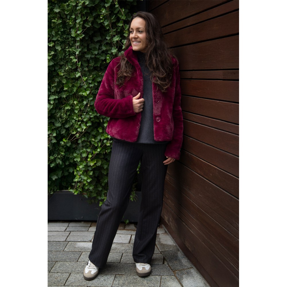 Robell Britt Pinstripe Wide Leg Trouser Dark Grey 99