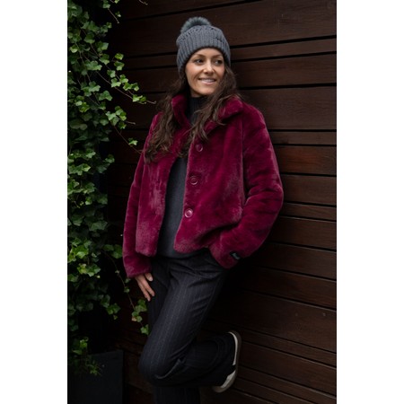 RINO AND PELLE Vie Sugar Plum Faux Fur Jacket - Red