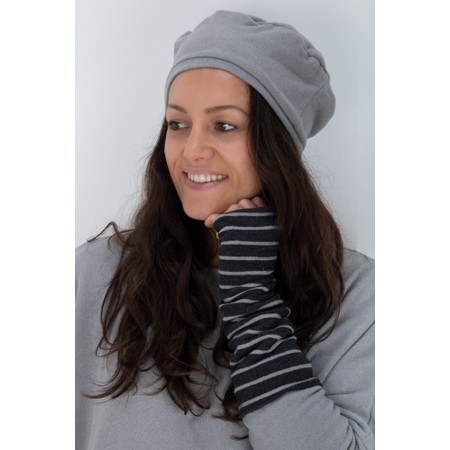 Mama B Cotto R Riga Antracite Wide Stripe Gloves - Grey