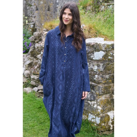 Sahara Diamond Patchwork Print Dress - Blue