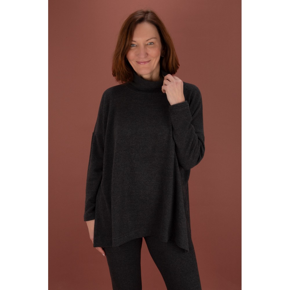 Mama B Zita U Antracite Fleece Side Split Jumper Antracite